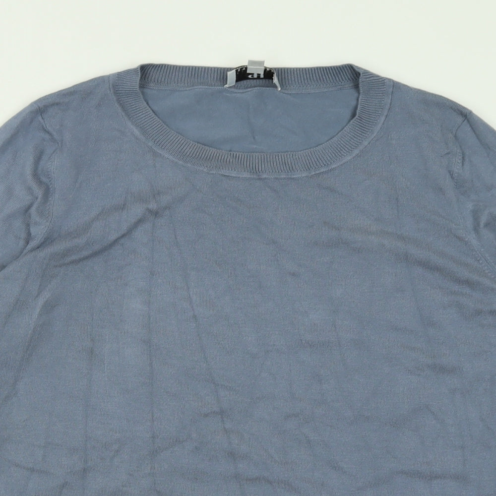 Peter Hahn Womens Blue Crew Neck  Viscose Pullover Jumper Size 16