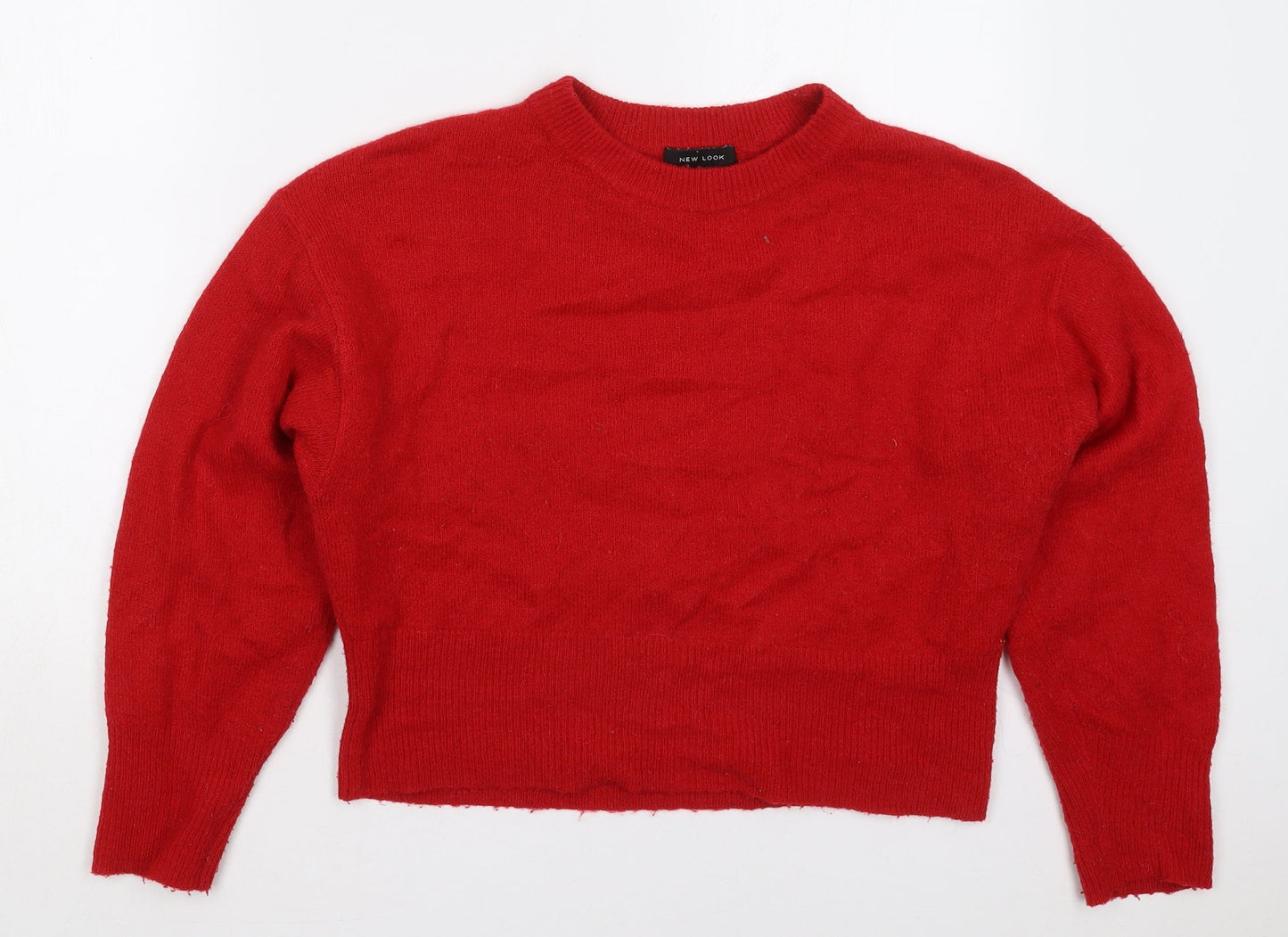 New Look Womens Red Crew Neck  Acrylic Pullover Jumper Size 10