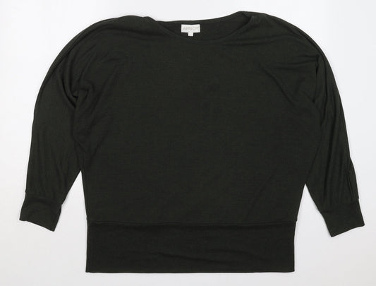 Apricot Womens Green  Viscose Basic T-Shirt Size L Boat Neck