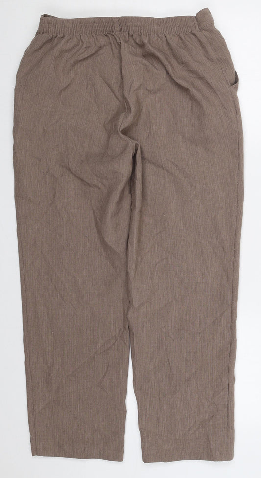 Marks and Spencer Womens Brown  Polyester Trousers  Size 12 L26 in Regular
