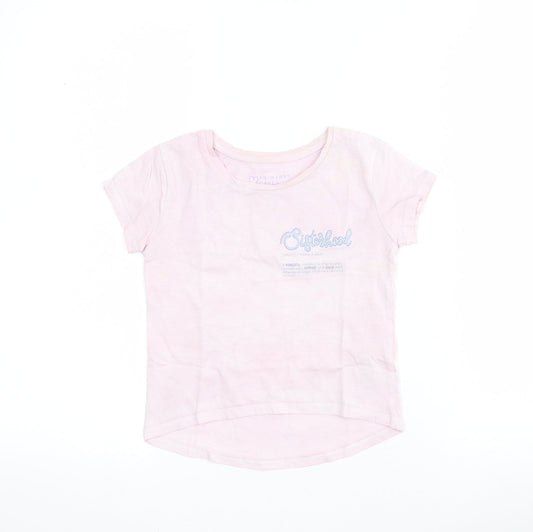 Primark Girls Pink  100% Cotton Pullover T-Shirt Size 4-5 Years Round Neck Pullover