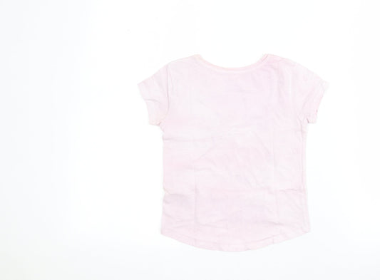 Primark Girls Pink  100% Cotton Pullover T-Shirt Size 4-5 Years Round Neck Pullover