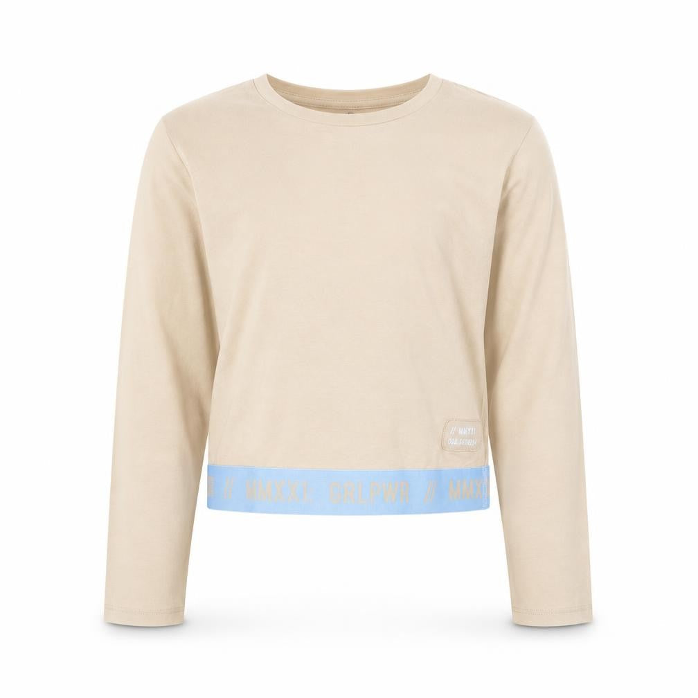 George Girls Beige  Cotton Cropped T-Shirt Size 9-10 Years Round Neck Pullover