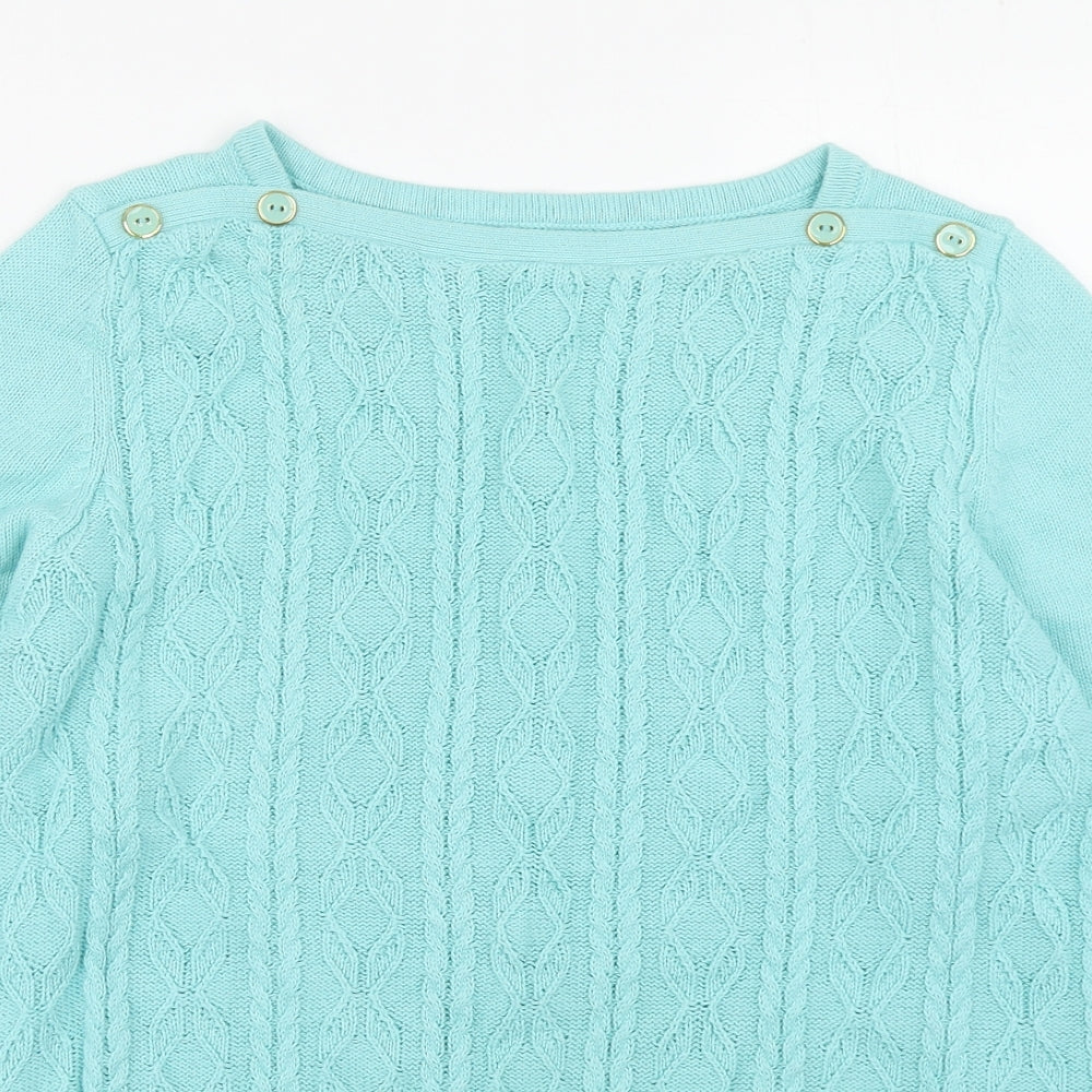 Preworn Womens Blue Square Neck  Cotton Pullover Jumper Size M