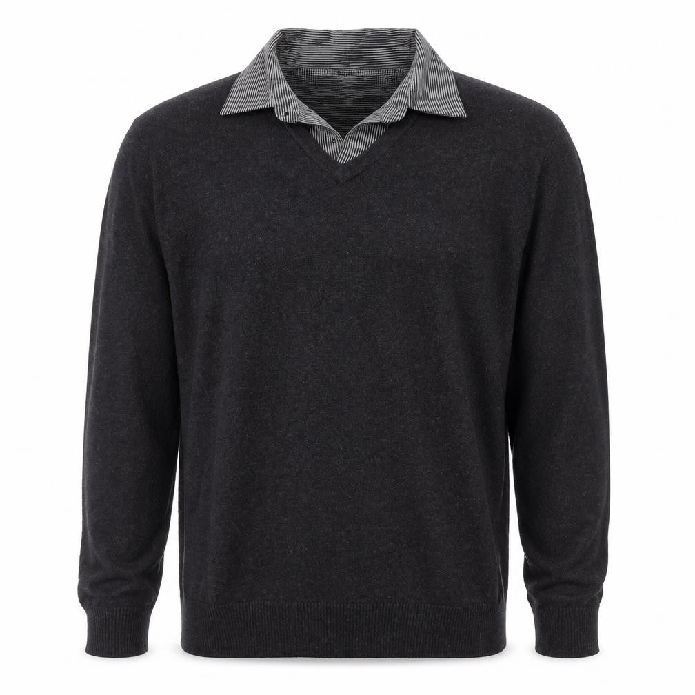 Marks and Spencer Mens Grey Collared  Cotton Pullover Jumper Size M