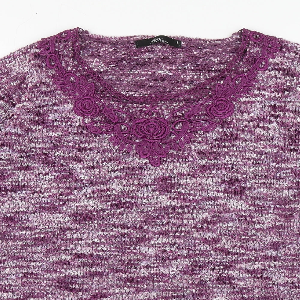 BM Womens Purple Scoop Neck  Polyester Pullover Jumper Size L