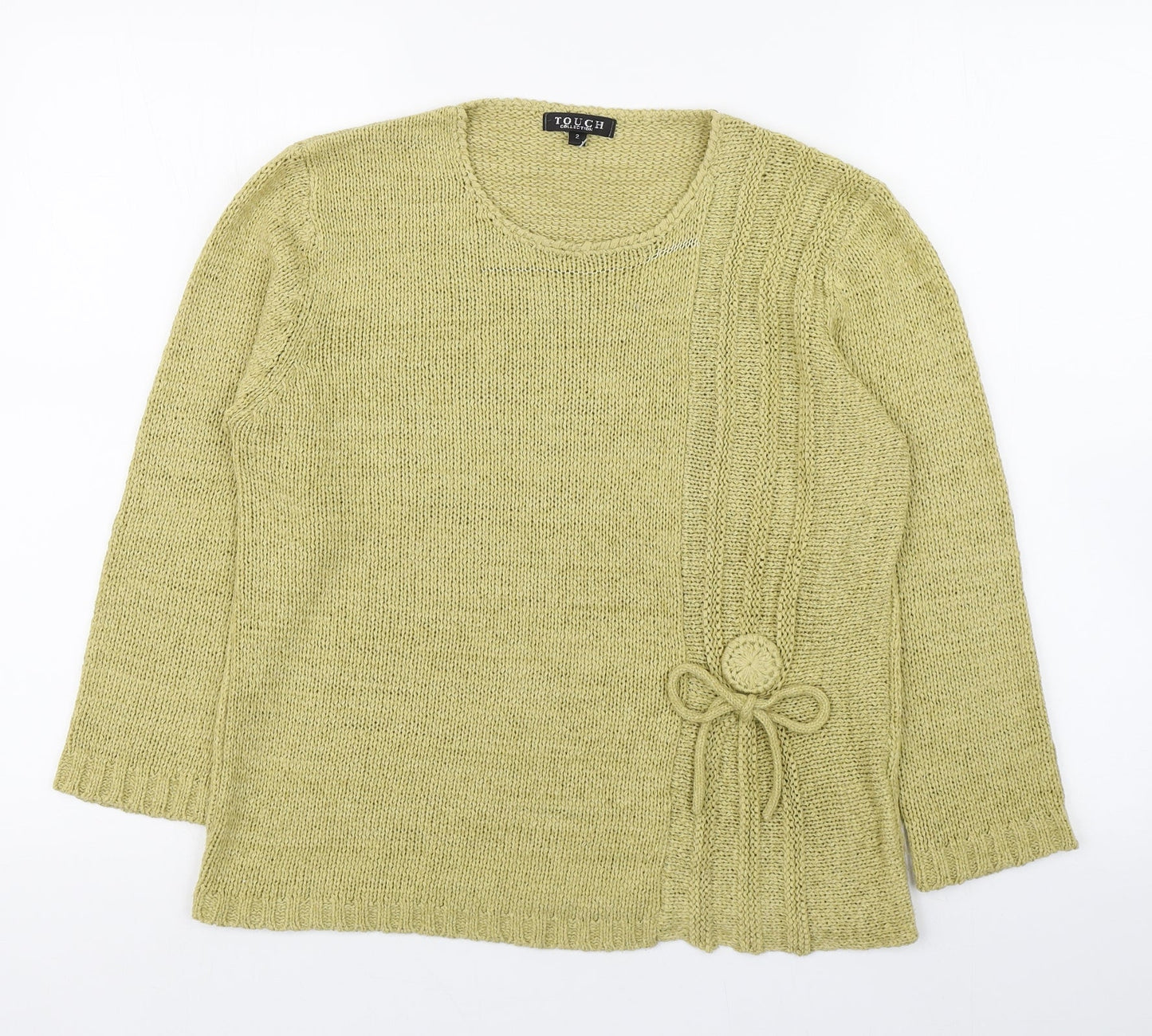 Touch Womens Green Scoop Neck  Acrylic Pullover Jumper Size S