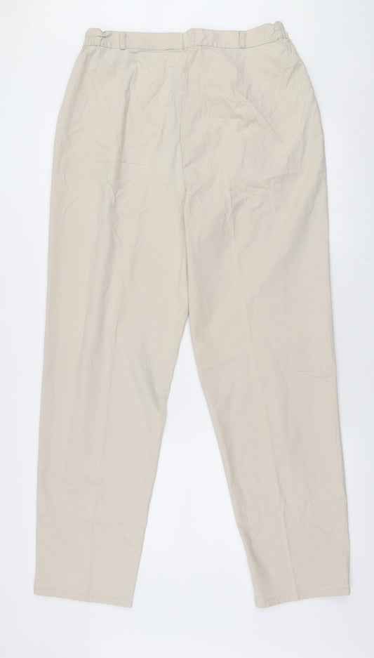 City Look Womens Beige  Polyester Chino Trousers Size 32 in L30 in Regular Zip