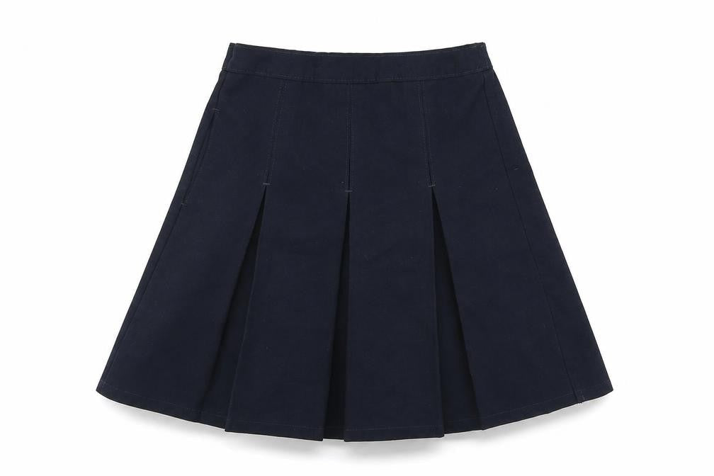 Marks and Spencer Girls Blue  Polyester Pleated Skirt Size 8-9 Years  Regular Zip