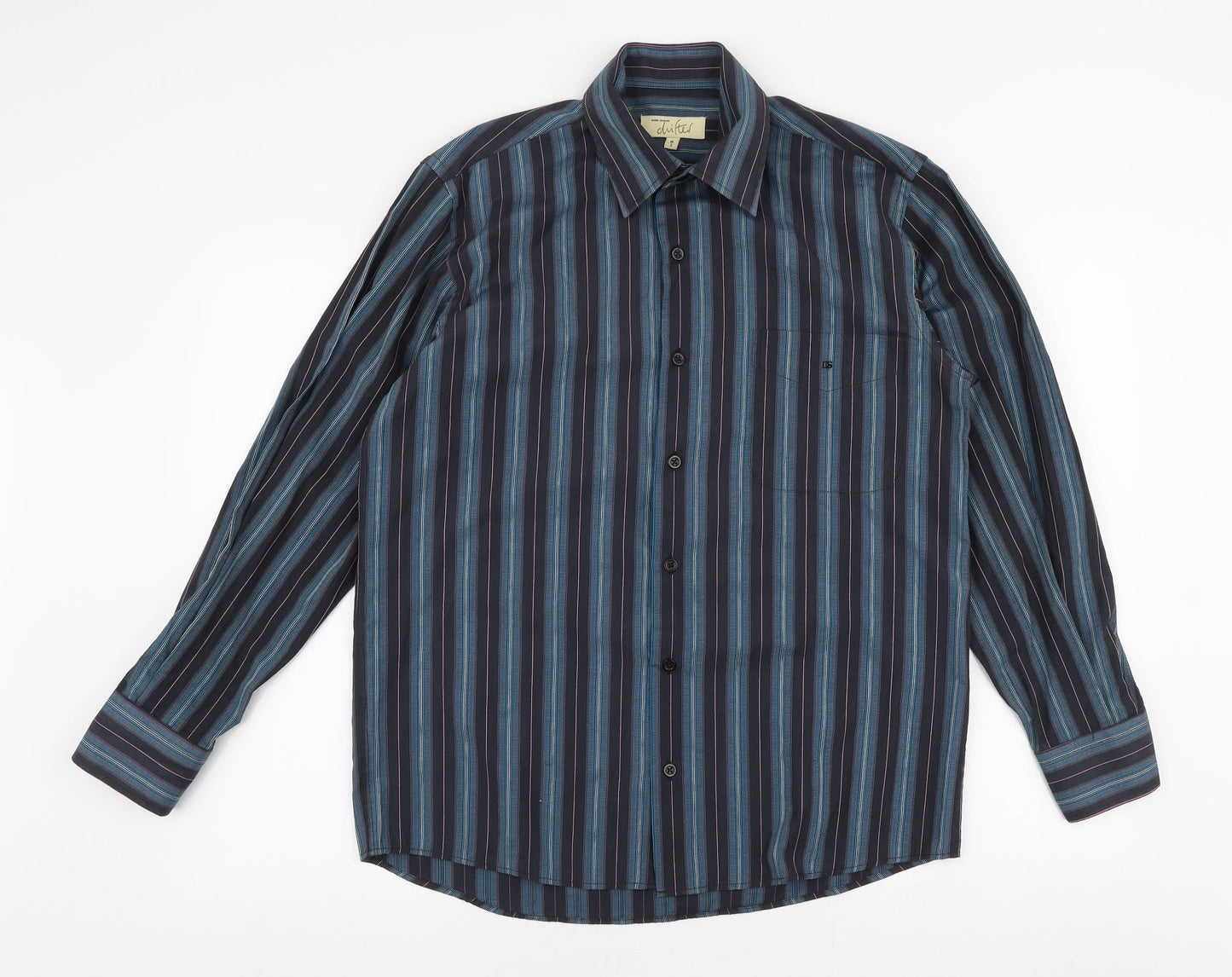 Daniel Granme Mens Multicoloured Striped Cotton  Button-Up Size M Collared Button