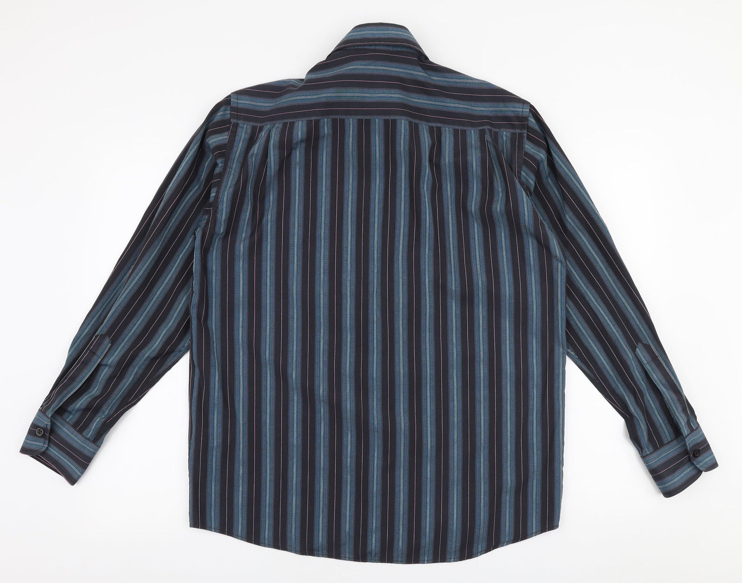 Daniel Granme Mens Multicoloured Striped Cotton  Button-Up Size M Collared Button