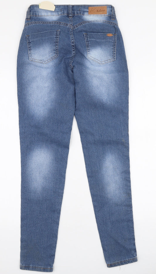 Kdori Womens Blue  Cotton Skinny Jeans Size 26 in L30 in Slim Zip