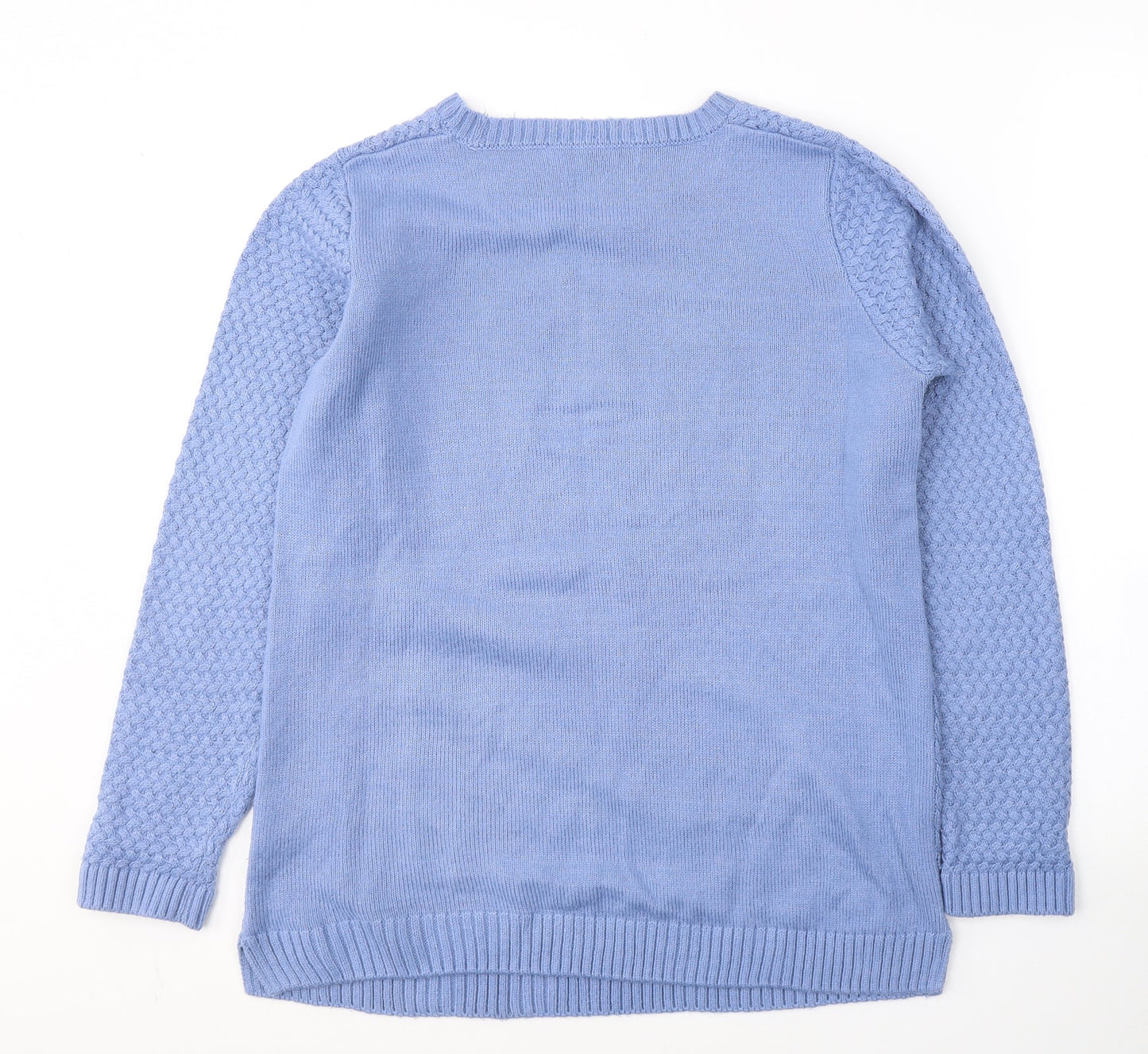 Isle Womens Blue Round Neck  Acrylic Pullover Jumper Size 10
