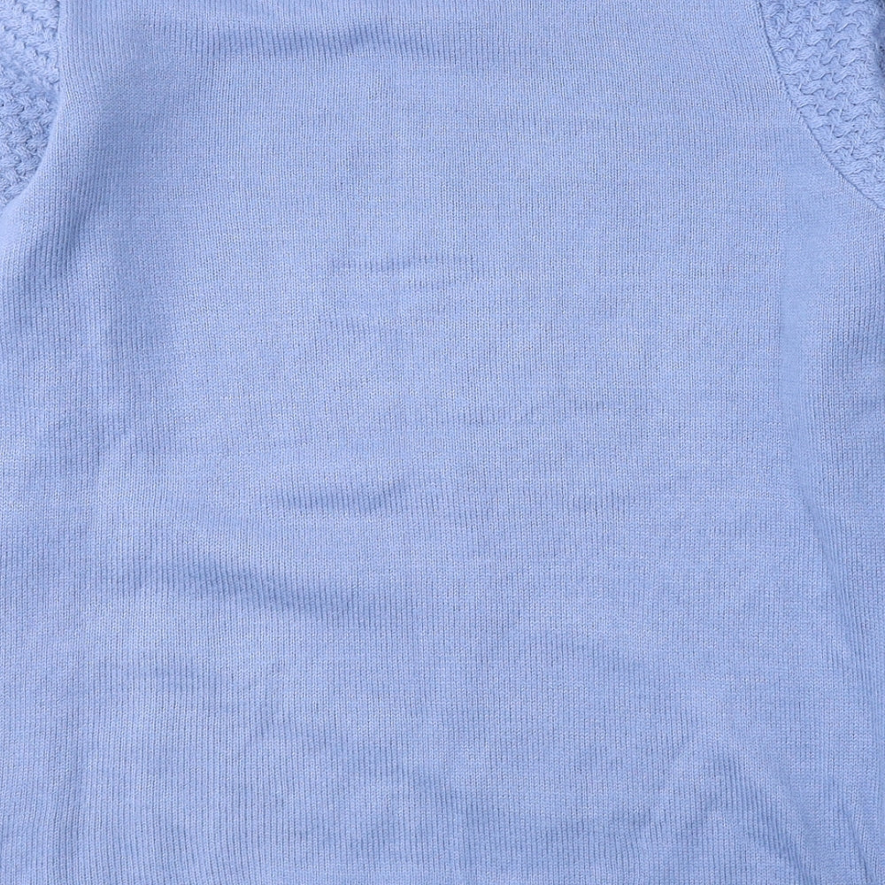Isle Womens Blue Round Neck  Acrylic Pullover Jumper Size 10