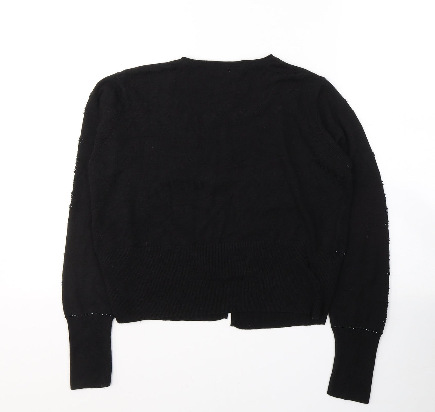 Marks and Spencer Womens Black Round Neck  Acrylic Cardigan Jumper Size 14