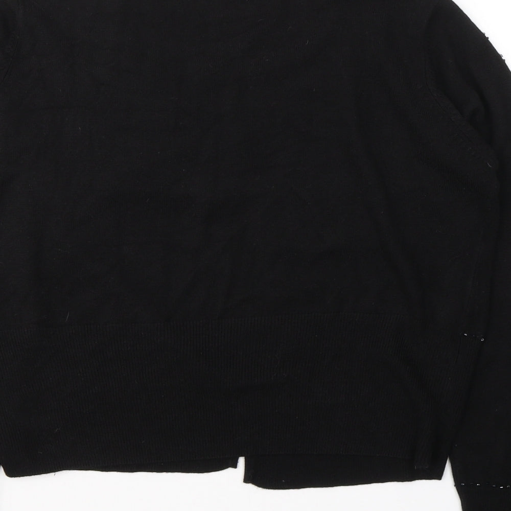 Marks and Spencer Womens Black Round Neck  Acrylic Cardigan Jumper Size 14
