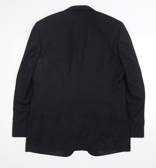 Burton  Mens Black Striped Polyester Jacket Suit Jacket