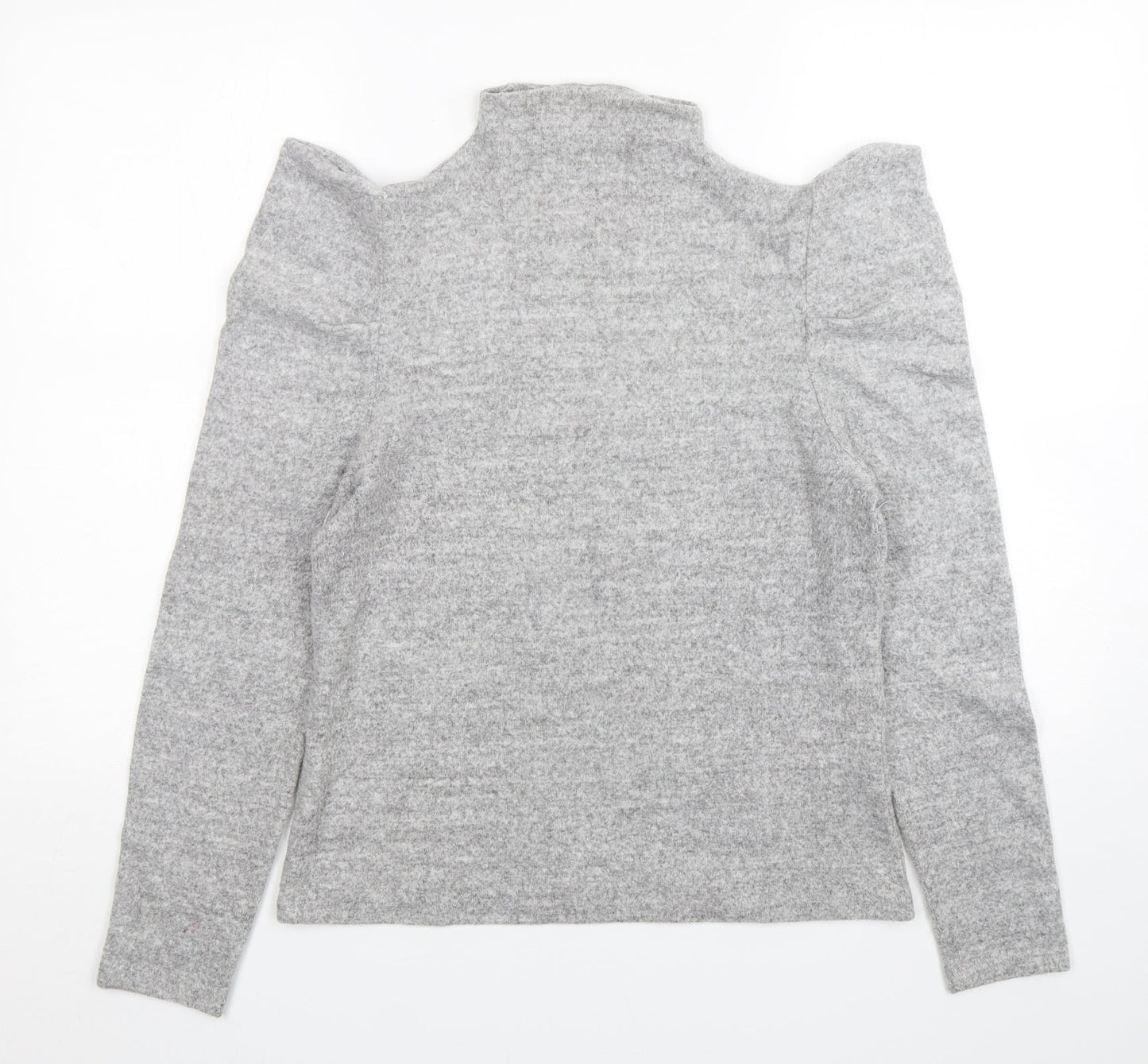 Papaya Womens Grey Mock Neck  Viscose Pullover Jumper Size 14
