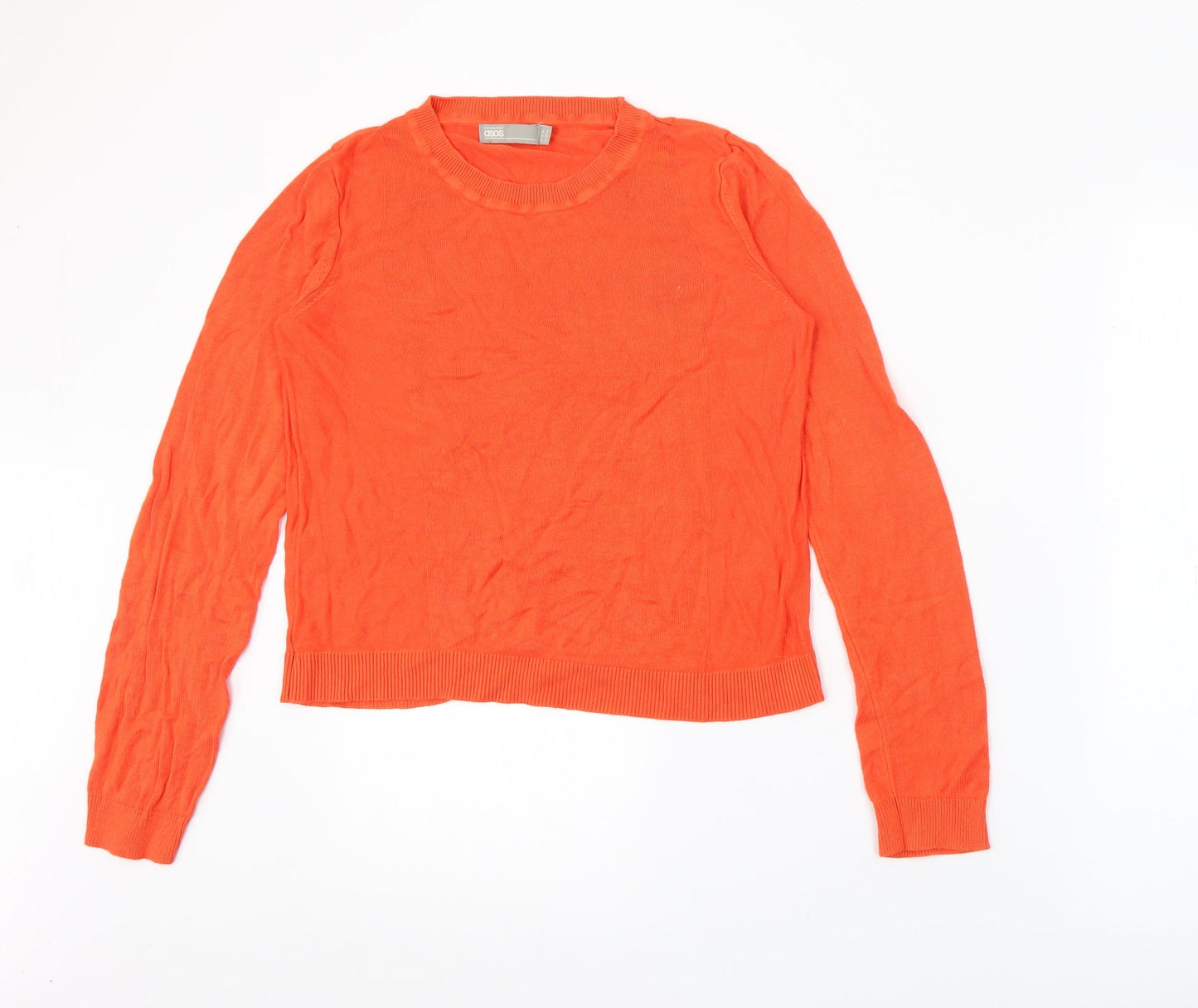 ASOS Womens Orange Crew Neck  Viscose Pullover Jumper Size 10