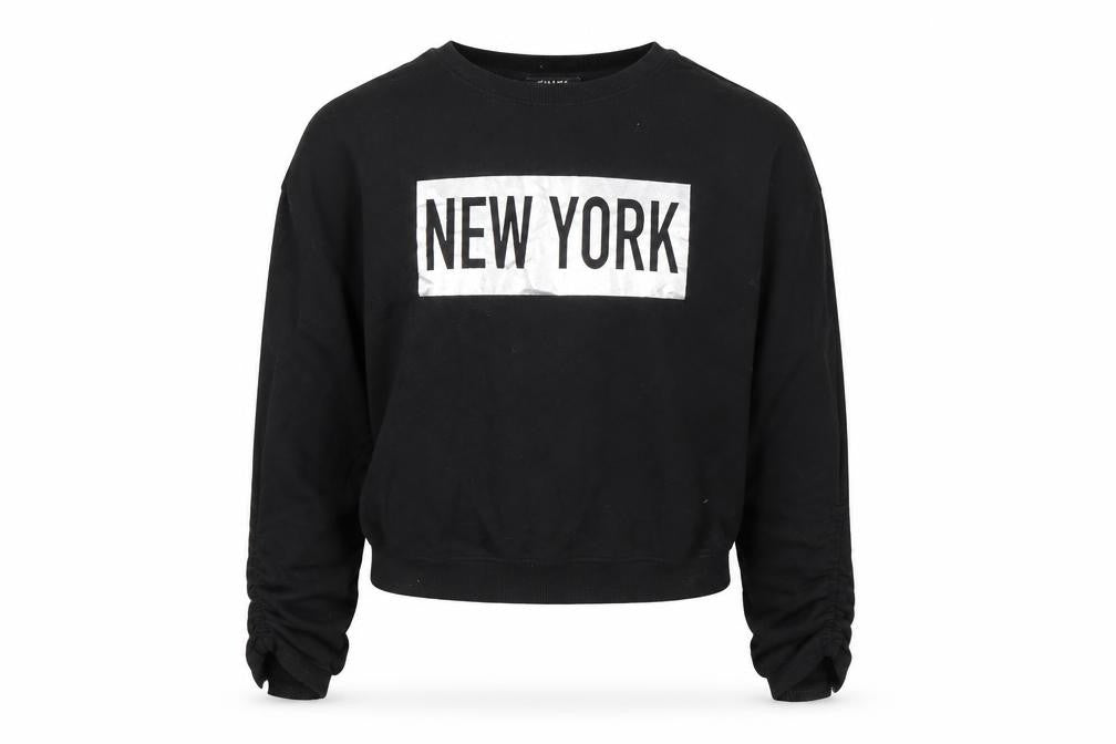 New Look Girls Black  Cotton Pullover Sweatshirt Size 14-15 Years   - New York