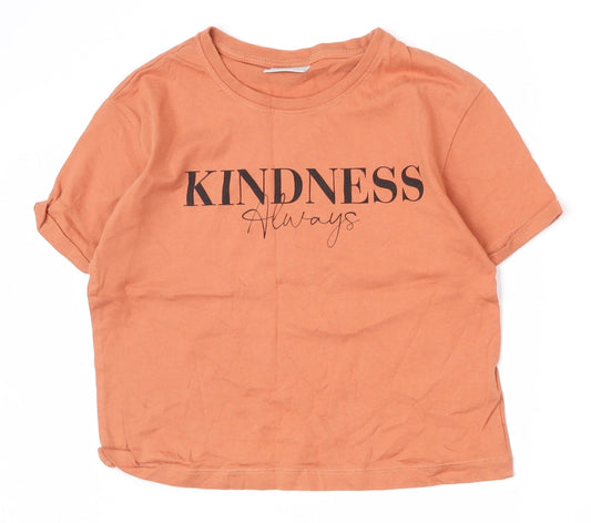 Matalan Girls Orange  100% Cotton Basic T-Shirt Size 10 Years Round Neck Pullover