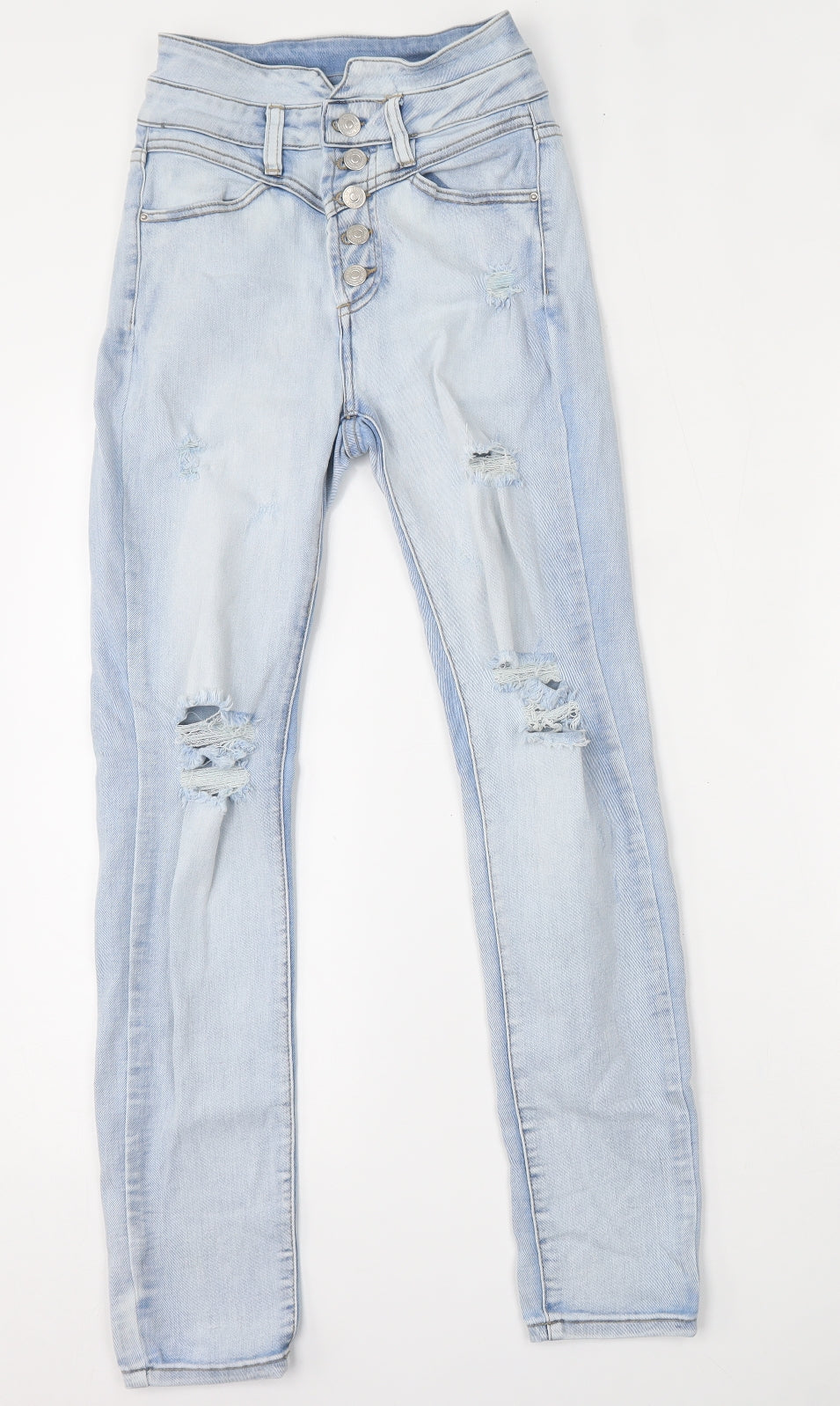 Re-Dress Womens Blue  Cotton Skinny Jeans Size S L27 in Regular Button