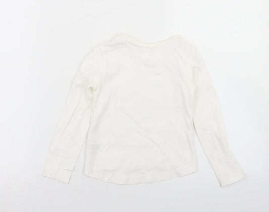 Dunnes Stores Girls Ivory  Cotton Basic T-Shirt Size 3 Years Crew Neck  - Queen