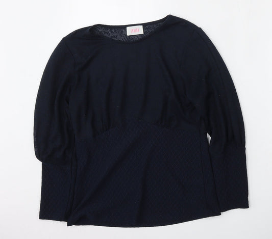 Savior Womens Blue  Polyester Basic Blouse Size S Round Neck