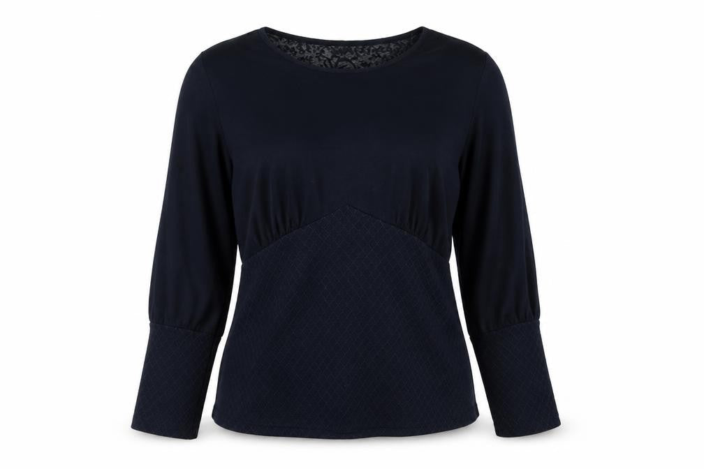 Savior Womens Blue  Polyester Basic Blouse Size S Round Neck