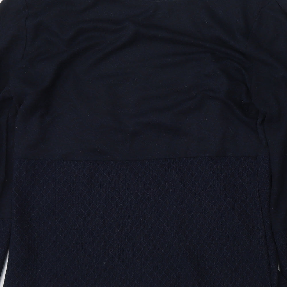 Savior Womens Blue  Polyester Basic Blouse Size S Round Neck