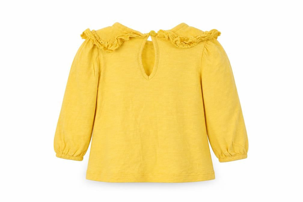 NEXT Girls Yellow  Cotton Basic T-Shirt Size 3-6 Months Round Neck
