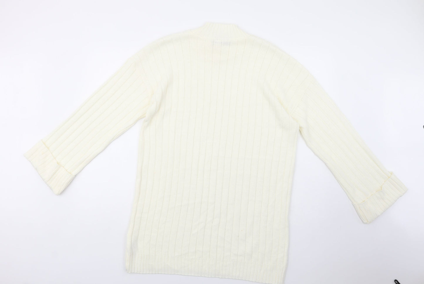 Boohoo Womens Ivory Mock Neck  Acrylic Tunic Jumper Size M