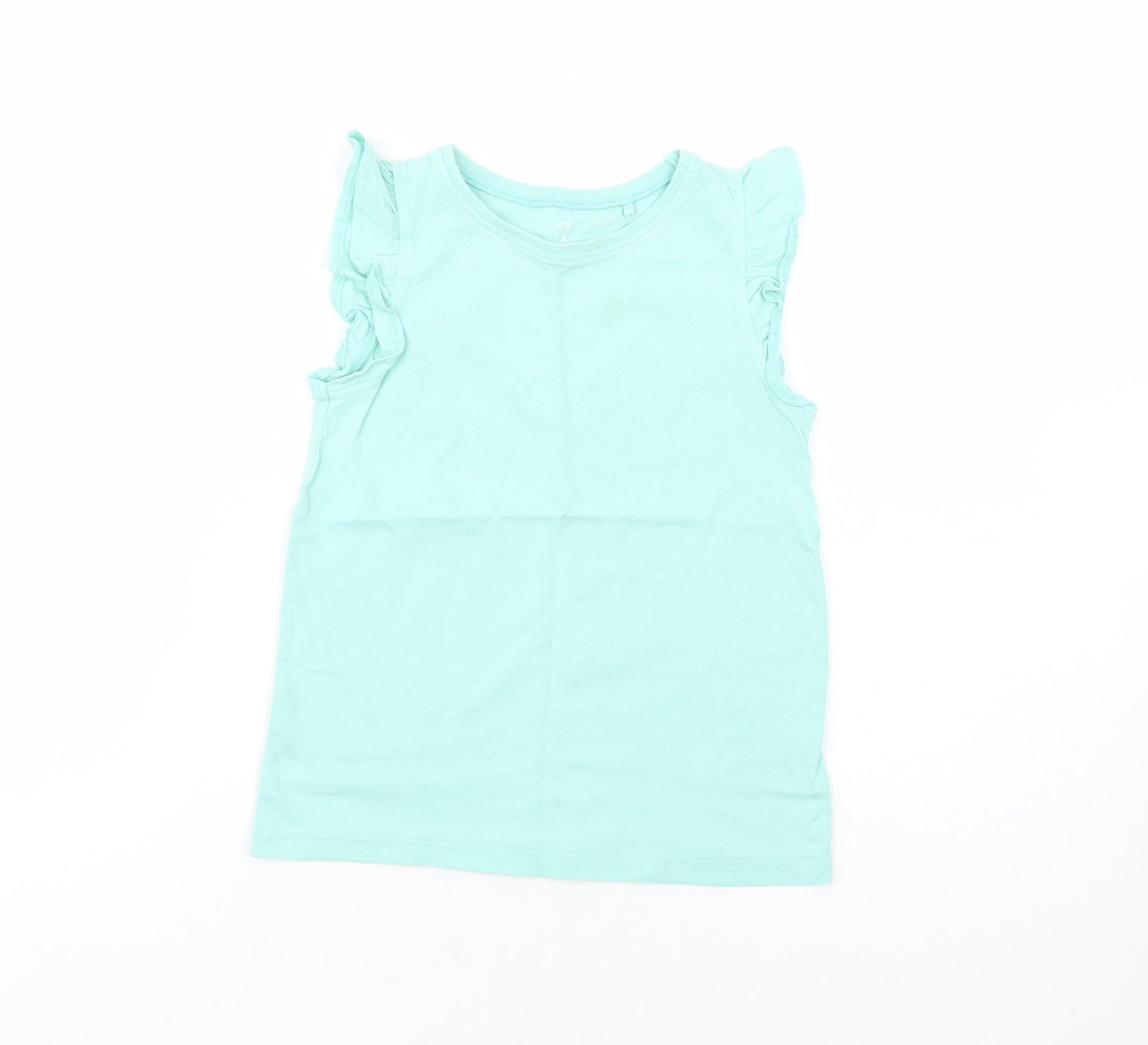 NEXT Girls Green  Cotton Basic Tank Size 6-7 Years Crew Neck Pullover