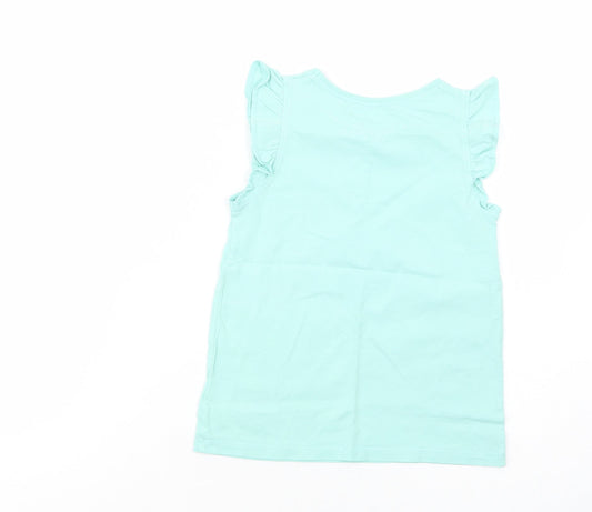 NEXT Girls Green  Cotton Basic Tank Size 6-7 Years Crew Neck Pullover