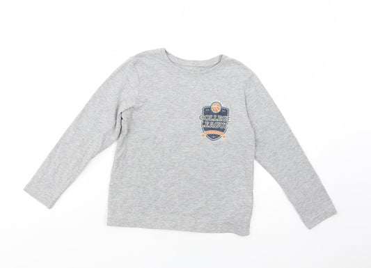 name it Boys Grey  Cotton Basic T-Shirt Size 6 Years Crew Neck Pullover