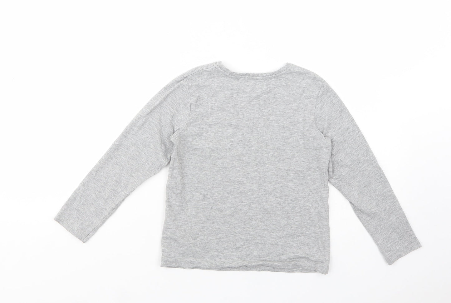 name it Boys Grey  Cotton Basic T-Shirt Size 6 Years Crew Neck Pullover
