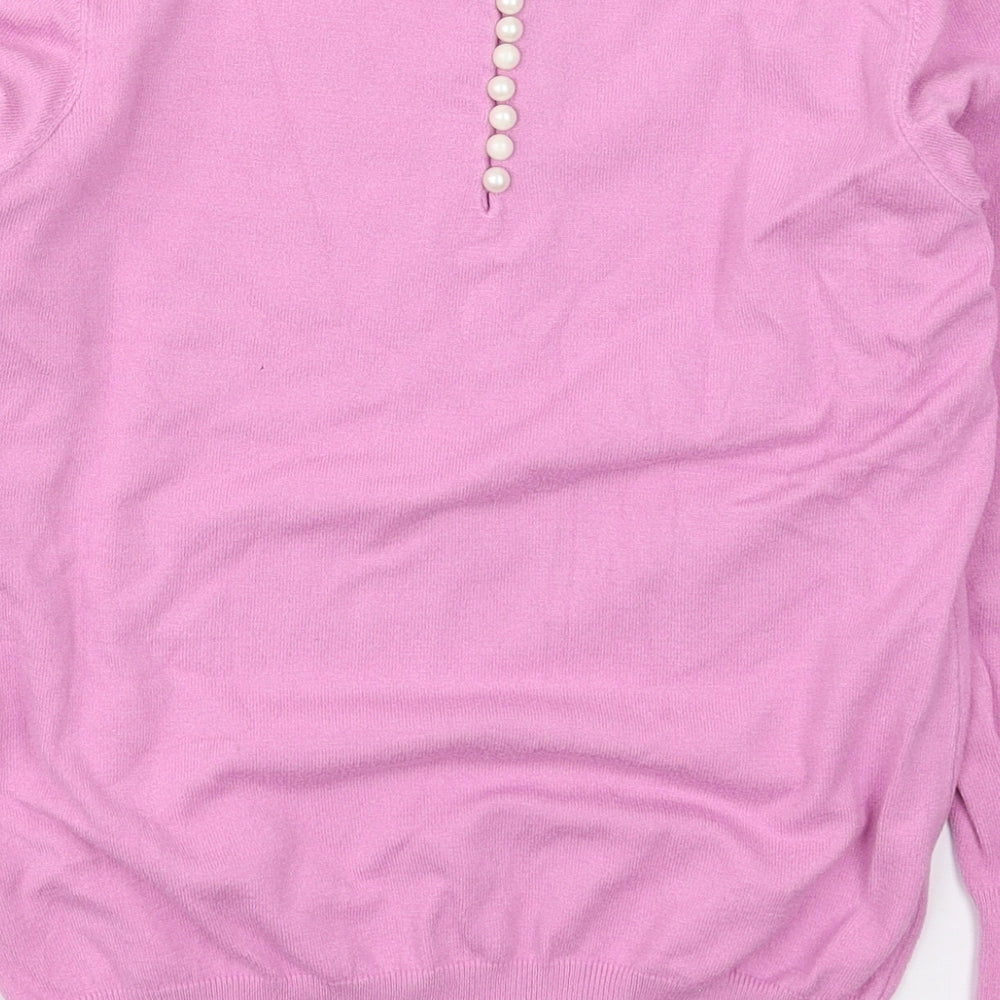 Savior Womens Pink Crew Neck  Viscose Pullover Jumper Size M