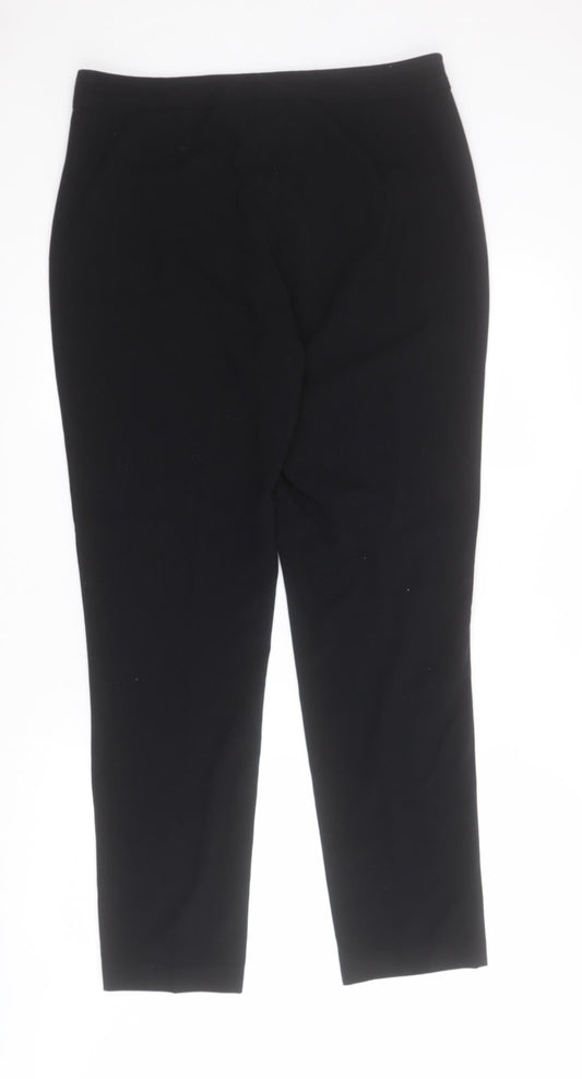 Marks and Spencer Womens Black  Polyester Trousers  Size 12 L29 in Regular Zip