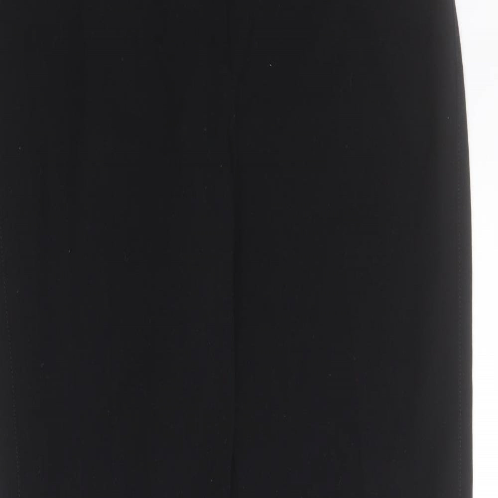 Marks and Spencer Womens Black  Polyester Trousers  Size 12 L29 in Regular Zip