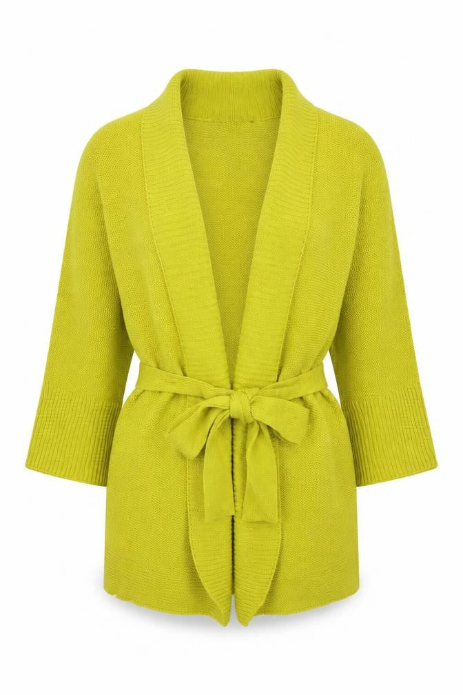 Debenhams Womens Yellow V-Neck  Cotton Cardigan Jumper Size 8