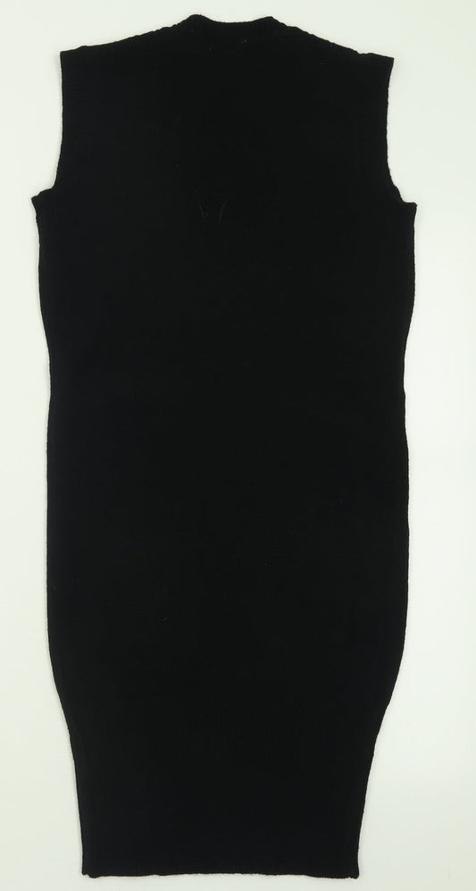 Pilot Womens Black  Acrylic Jumper Dress  Size 10  Crew Neck Pullover