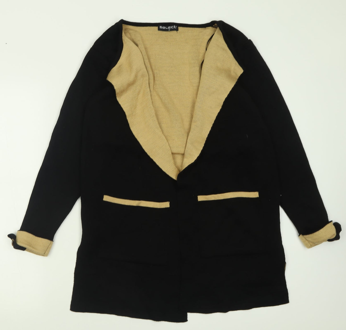 Select Womens Black V-Neck  Acrylic Cardigan Jumper Size M