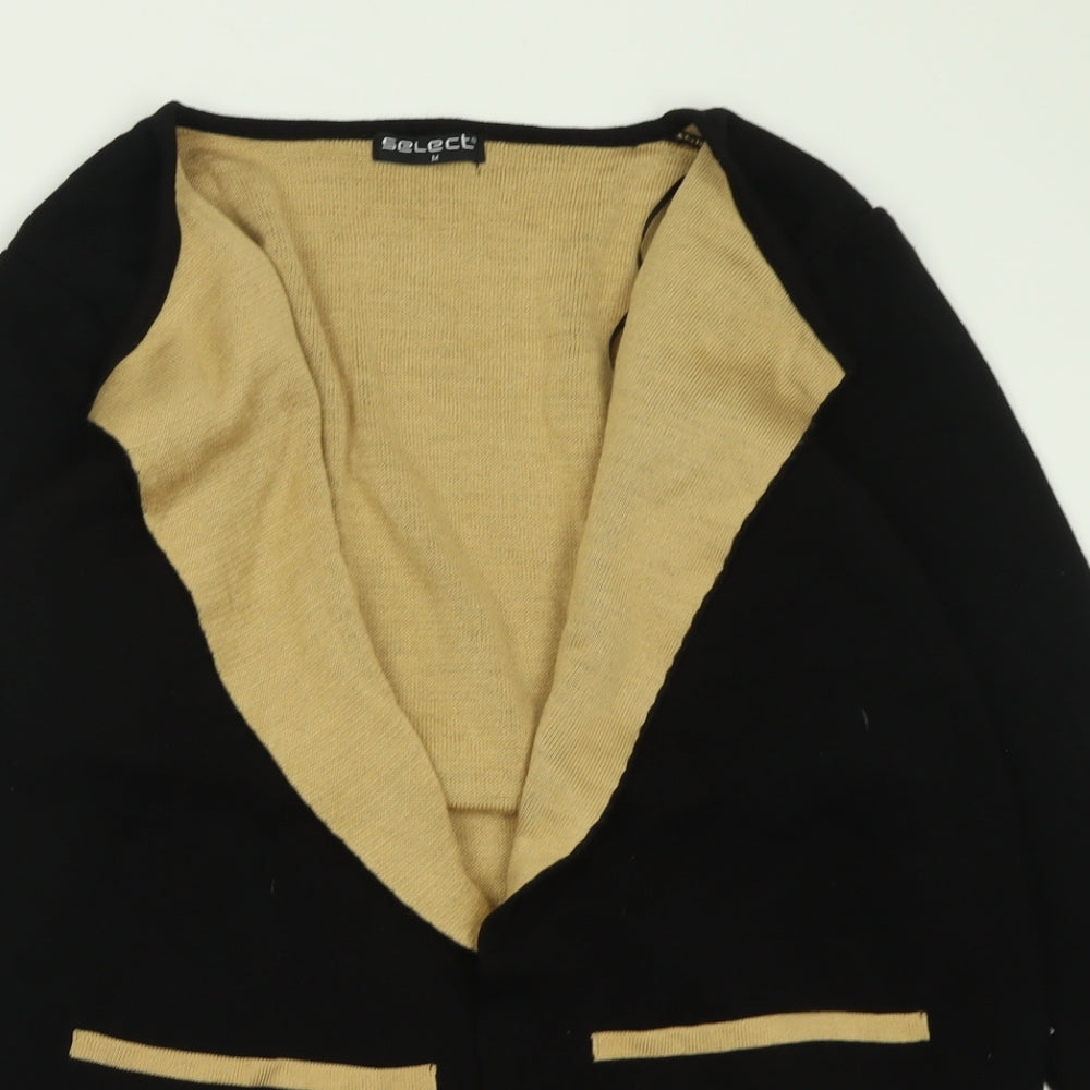 Select Womens Black V-Neck  Acrylic Cardigan Jumper Size M