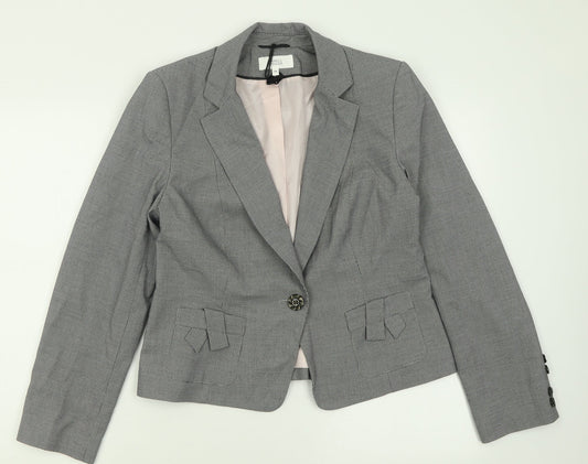 Marks and Spencer Womens Black Plaid  Jacket Blazer Size 14  Button