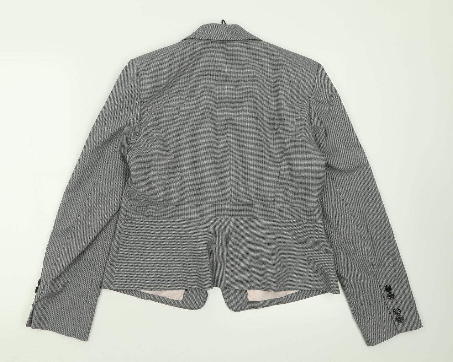 Marks and Spencer Womens Black Plaid  Jacket Blazer Size 14  Button