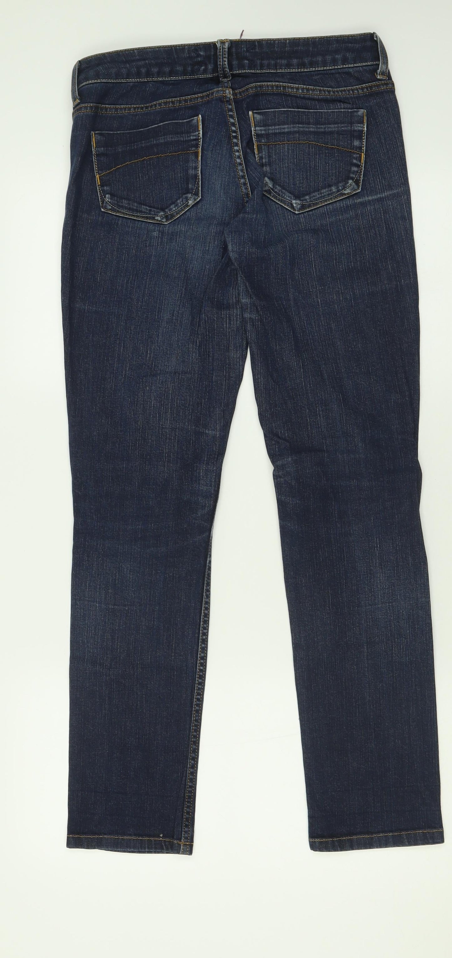 Topshop Womens Blue  Cotton Straight Jeans Size 28 in L30 in Regular Button