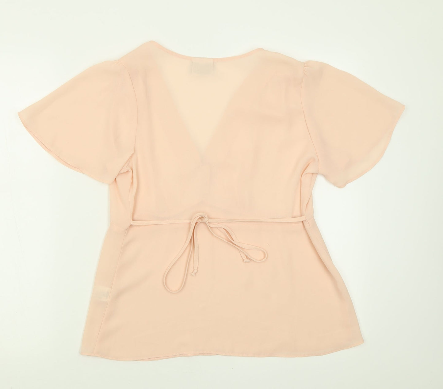 Contempo Womens Pink  Polyester Basic T-Shirt Size 10 V-Neck