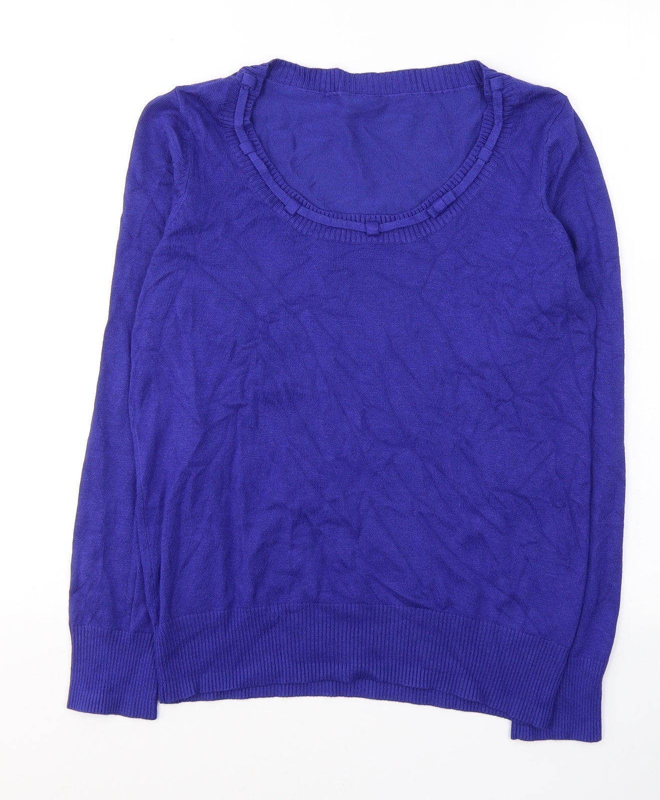 Preworn Womens Blue Round Neck  Viscose Pullover Jumper Size 12