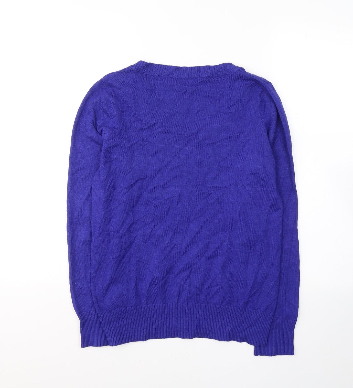 Preworn Womens Blue Round Neck  Viscose Pullover Jumper Size 12