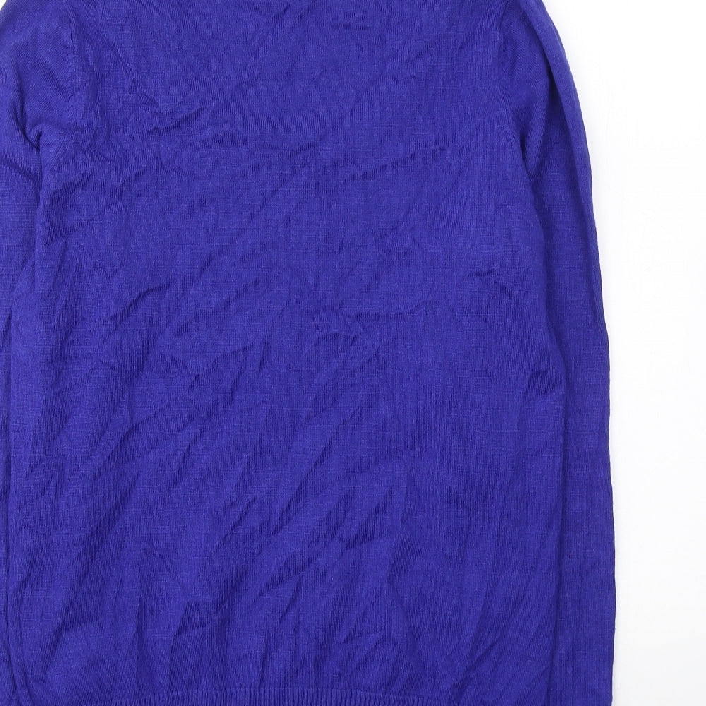 Preworn Womens Blue Round Neck  Viscose Pullover Jumper Size 12